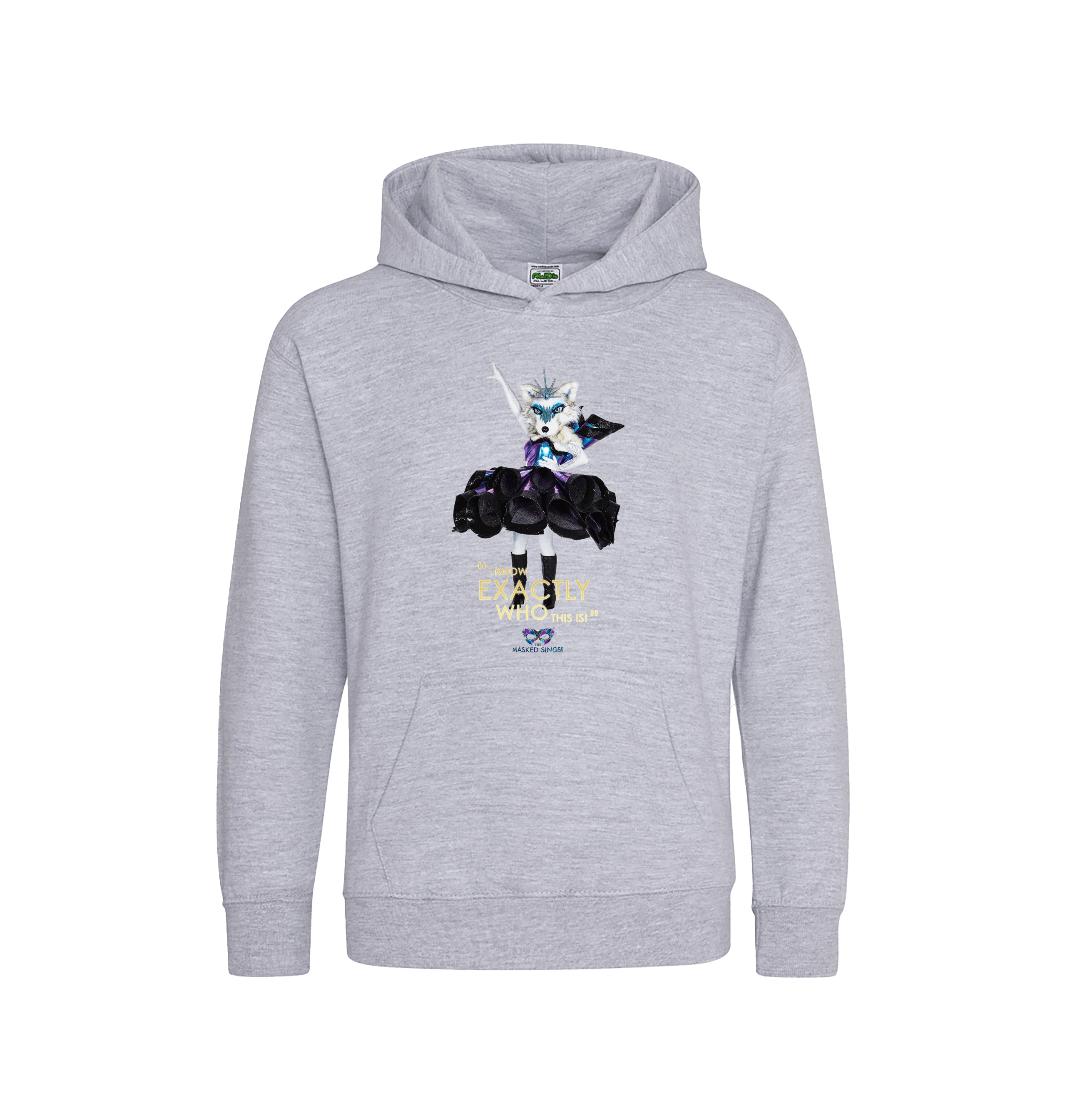 Heather Grey Printed Kids Hoodie Front